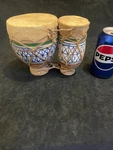 Vintage Mini Bongo Drums Hp Folk Art Rawhide Heads Latin Moroccan Percussion. Fixed Price $24.99.