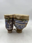 Handmade Ceramic Bongo Drums Blue White Pottery Rawhide Heads Folk Art. Fixed Price $39.16.