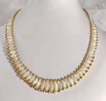 Natural Mother Of Pearl Cylindrical Graduated & Goldtone Bead Necklace - Video. Fixed Price $22.00.