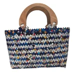 Candy Wrappers Purse Tote Beach Bag Wood Handles 12 X 8. Fixed Price $14.45.