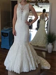 Allure Bridal 10 Wedding Dress C280 Lace Illusion Mermaid Pearl Buttons Loops. Fixed Price $299.00.