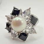 Ross Simmons 925 Black Onyx Clear Crystal White Pearl Cz Stones Ring Sz Video. Fixed Price $49.99.