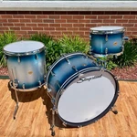 Slingerland Radio King 3-PLY Mahogany/poplar Drum Set Silver & Blue Lacquer. Fixed Price $3349.99.