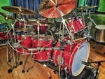 Ludwig Maple Centennial Bonham Red Sparkle Kit Bass Drum, Tom, Floor Toms. Fixed Price $999.00.