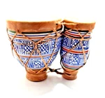 Vintage Moroccan Ceramic Bongo Drums Blue And White 7.5". Fixed Price $24.99.