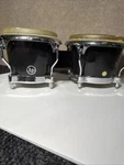 Latin Percussion Fiberglass Bongos Drums Black W/ Chrome LP200XF-BK. Fixed Price $150.00.