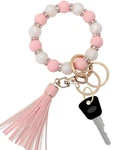 Silicone Bracelet For Women, Elastic Beaded Wristlet Keychain Holder Top. Fixed Price $23.00.