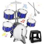 Kids Drum Set For Toddlers - Plastic Musical Jazz Kit, Bass, Pedals, Sticks. Fixed Price $86.19.