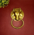 Round Base Bull Head Door Bell Brass Wild Cattle Office Knocker AJ269. Fixed Price $153.00.