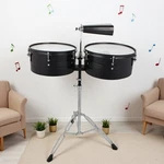 13" 14" Timbales Beginner Drum Set - Latin Cowbell Adjustable Stand Sticks Black. Fixed Price $129.99.