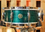 Gretsch 5.5X14 Broadkaster Caribbean Blue Gloss Lacquer Snare Drum W/ 301 Hoops. Fixed Price $1120.00.