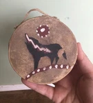 Vintage Native American Rawhide Double Sided Drum 4 Hand Painted Wolf Coyote. Fixed Price $34.00.