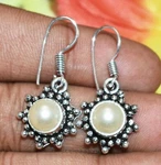 Pearl Gemstone Handmade Dangle Earring 925 Sterling Silver Overlay U271-B235. Fixed Price $7.99.