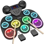 Dausroob 9-PAD Electronic Drum Set Bluetooth Midi Led Light. Fixed Price $89.99.