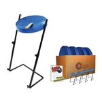 Jumbie Jam Steel Drum Educators 4-PACK Metal Z-floor Stands Blue Pans (g). Fixed Price $974.95.