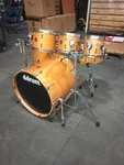 Ddrum Dios 7PC Maple Drumset Satin Gold Metallic With Chrome Hardware. Fixed Price $2999.99.