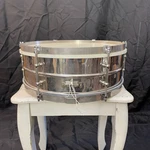 Vintage Leedy Snare Drum Silver Chrome 5"X14". Fixed Price $264.00.