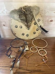 Vintage Native American Coyote Head Drum/dreamcatcher Lot Hoop & Feathers Decor. Fixed Price $34.99.