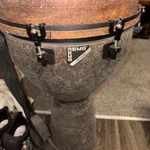 Remo Djembe, Mondo Key-tuned, Skyndeep Fiberskyn Black, Contour Tuning. Fixed Price $200.00.