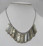 Signed You & Brand Silver Tone Mother Of Pearl Textured Strips Dangles Neckl. Fixed Price $12.98.