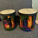 Remo Fiberskyn 3 Fd 5" And 6" Kids Percussion Bongos Rainforest Animals Euc!. Fixed Price $24.99.