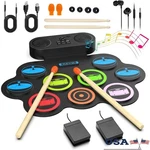 Portable Electronic Drum Set 9 Roll Up Practice With Pedals. Fixed Price $74.38.