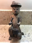 Vtg Primitive Ethnic Hand Carved Wood Sculpture Man With Drum Bali Indonesia. Fixed Price $74.99.