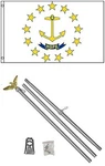 3X5 State Of Rhode Island Flag Aluminum Pole Kit Set 3'X5'. Fixed Price $23.88.