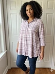 Jachs Girlfriend Pink/purple Plaid Pearl Snap Button Soft A-line Top Sz Xl. Fixed Price $20.00.