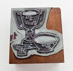 Letterpress Type Printing Block Trophy Cup 1ST Prize 2ND 3RD Metal On Wood. Fixed Price $25.00.