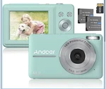 Andoer 44MP 1080P Digital Camera Auto Focus 16X Zoom 32GB Kit Mint Green. Fixed Price $24.94.