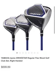 Yamaha Inpres Drivestar Regular Flex Wood Golf Club Set, Right Handed. Fixed Price $539.99.