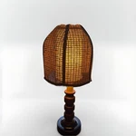 Vintage Mid Century 11X10 Rattan Wicker & Fiberglass Double Drum Lampshade. Fixed Price $75.00.
