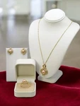 9-10MM Pearl Necklace Pendant Earrings Set 17IN Gold Freshwater Usa Seller. Fixed Price $159.00.