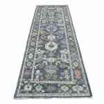 3'3"X10' Hand Knotted Charcoal Black Angora Oushak Wool Wide Runner Rug R68897. Fixed Price $951.00.