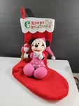 Disney Christmas Stocking With Minnie Mouse Stuffed Animal Toy Attached. Fixed Price $11.99.