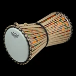 Remo TD-0816-18- Talking Drum, 8" X 16" Height, Suede Drumhead, Rope, Fabric. Fixed Price $361.62.