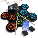 Aodsk Electric Drum Set Built-in Speaker, Pad And Sticks, Portable Roll .... Fixed Price $42.27.