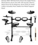 Donner DED-100 Mesh Electronic Drum Kit, 8-PIECE, Portable, Sticks & Cables. Fixed Price $173.36.