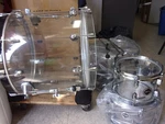 Crush Clear Acrylic Drum Set 10" 12" 16" Tom 22" Bass W/ Spider Web Cracks. Fixed Price $999.99.