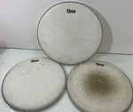 Fibes 60S 70S Vintage White Coated 12,12,13 Snare Floor Tom Drumhead Heads. Fixed Price $35.00.