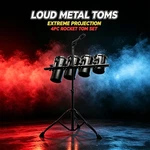 4PC Octobon Rocket Roto Tom Drum Set Carbon Steel High Projection W/ Stand. Fixed Price $249.99.