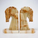 Mid Century Modern Onyx Horse Head Bookends Hand Carved Natural Stone Pair 2PC. Fixed Price $45.00.