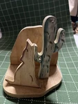 Contemporary American Folk Art - Wooden Coyote Howling At Saguaro Cactus Carving. Fixed Price $35.00.