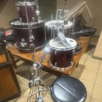 Remo 5-PIECE Acoustic Drum Kit W/ Snare, Floor Tom, Hi-hat, Throne Burgundy. Fixed Price $300.00.