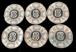 SET/6 Antique Handmade Point Paris Bobbin Lace Doily Swan/lily Pad Mono. Fixed Price $110.00.