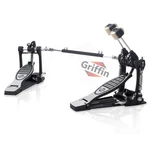 Griffin Double Kick Drum Pedal - Twin Foot Bass Dual Chain Percussion Hardware. Fixed Price $88.95.