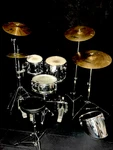Ludwig Chrome Over Wood Drums, Zildjian Cymbals, Stands Rock Roll Kit. Fixed Price $884.00.