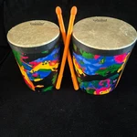 Remo Kids Percussion Rain Forest Bongo Set With Sticks. Fixed Price $45.00.