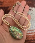 Fresh Water Pearl /abalone Shell Pendant NECKLACE(B235K1-W0.5). Fixed Price $25.00.